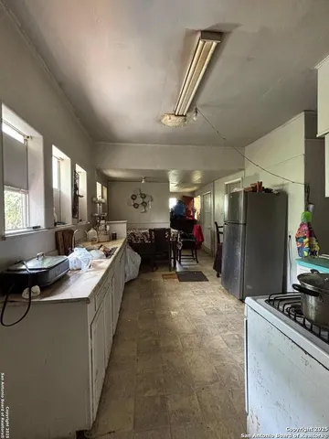 a large kitchen with lots of counter space