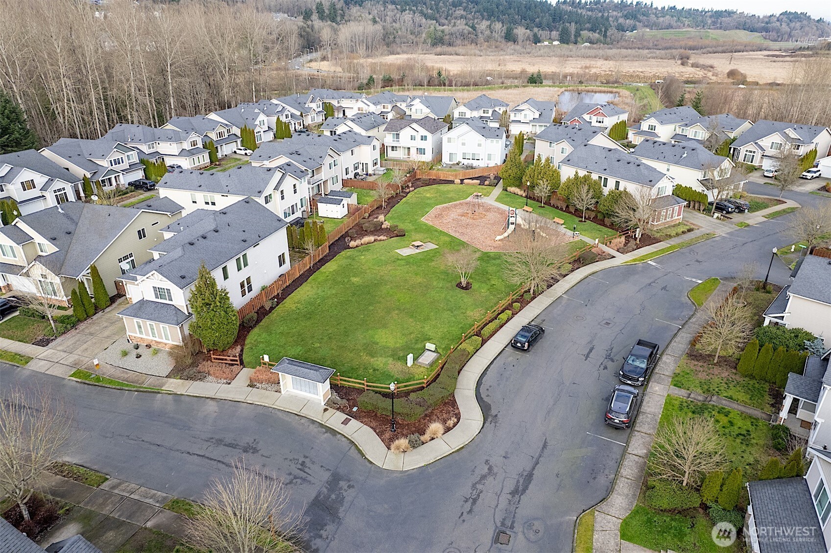 21509 48th Court South, Unit 181 Kent, WA 98032 - Photo 40 of 40 an aerial view of a residential houses with outdoor space