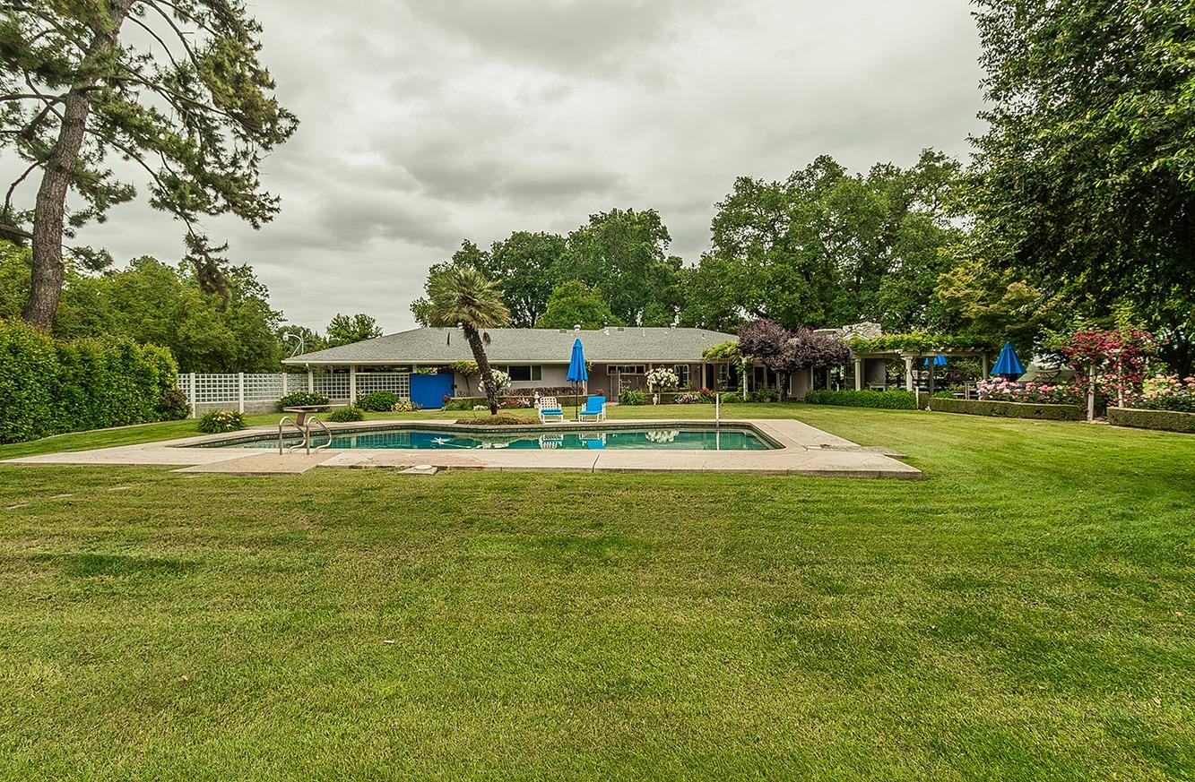 3670 South Newmark Avenue Sanger, CA 93657 - Photo 84 of 98 a view of a swimming pool with lawn chairs and plants