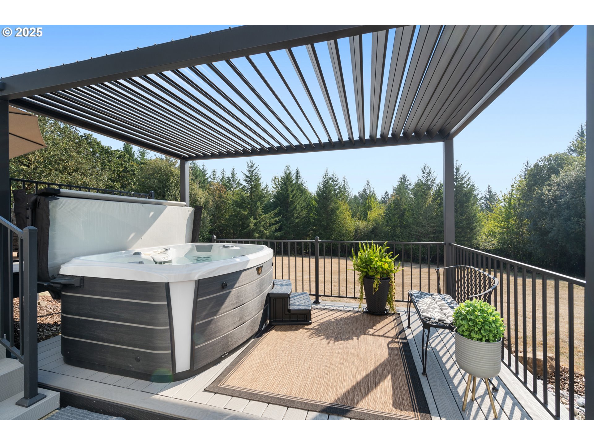30402 Townsend Road Lebanon, OR 97355 - Photo 25 of 46 a view of backyard with a deck and furniture