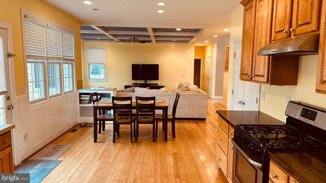 a spacious bathroom with a double vanity sink and a mirror