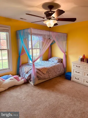 a bedroom with a bed and dresser