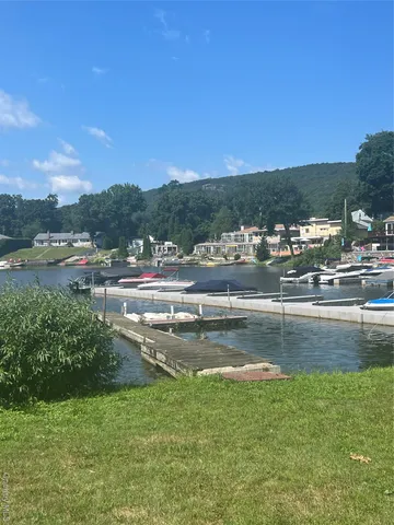 a view of a lake with houses
