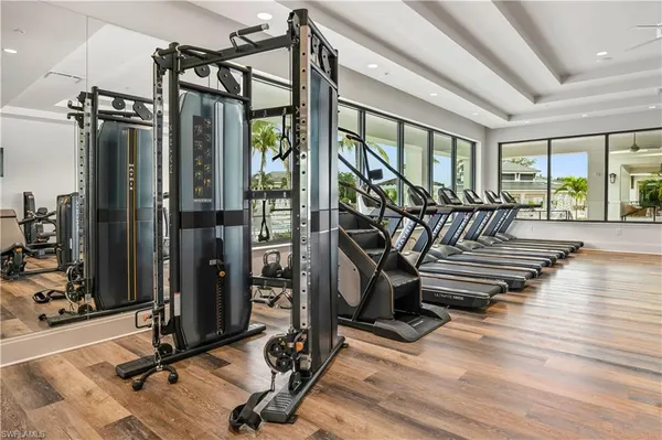 a view of a room with gym equipment