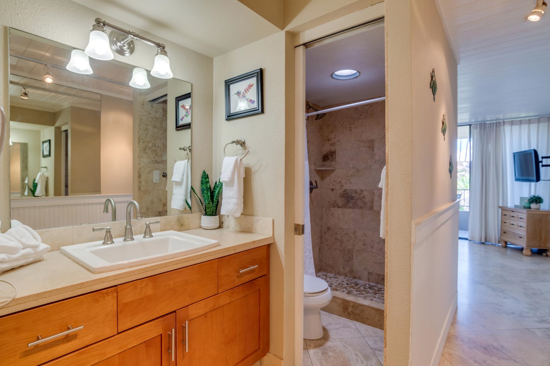 3601 Lower Honoapiilani Road, Unit 210 Lahaina, HI 96761 - Photo 13 of 25 a bathroom with a sink a toilet and shower