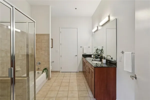 a bathroom with a bathtub