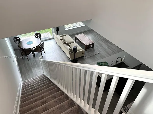 an aerial view of a house