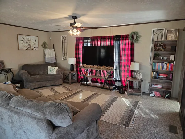 a living room with furniture and a flat screen tv