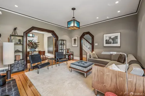 a living room with furniture