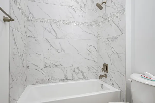 a bathroom with a bathtub