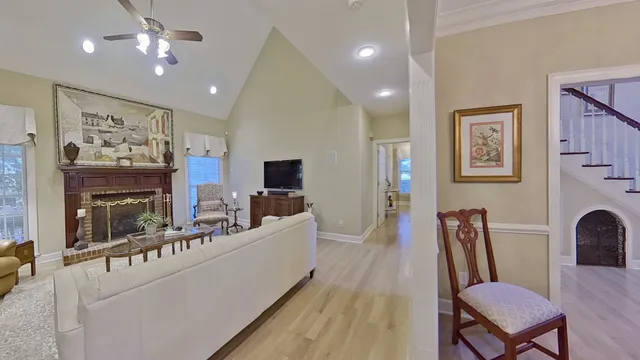a view of a swimming pool and mountains