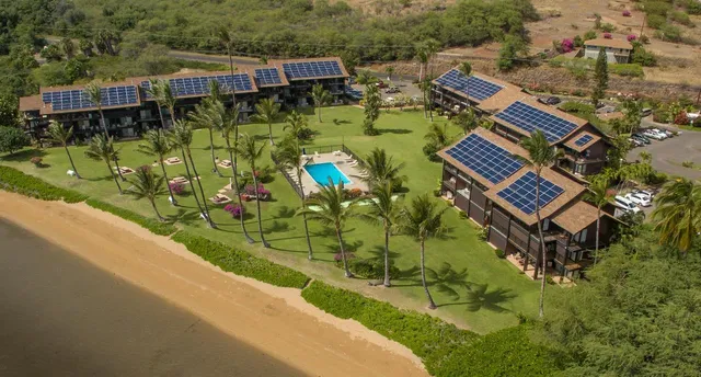 a view of a lake and sunset