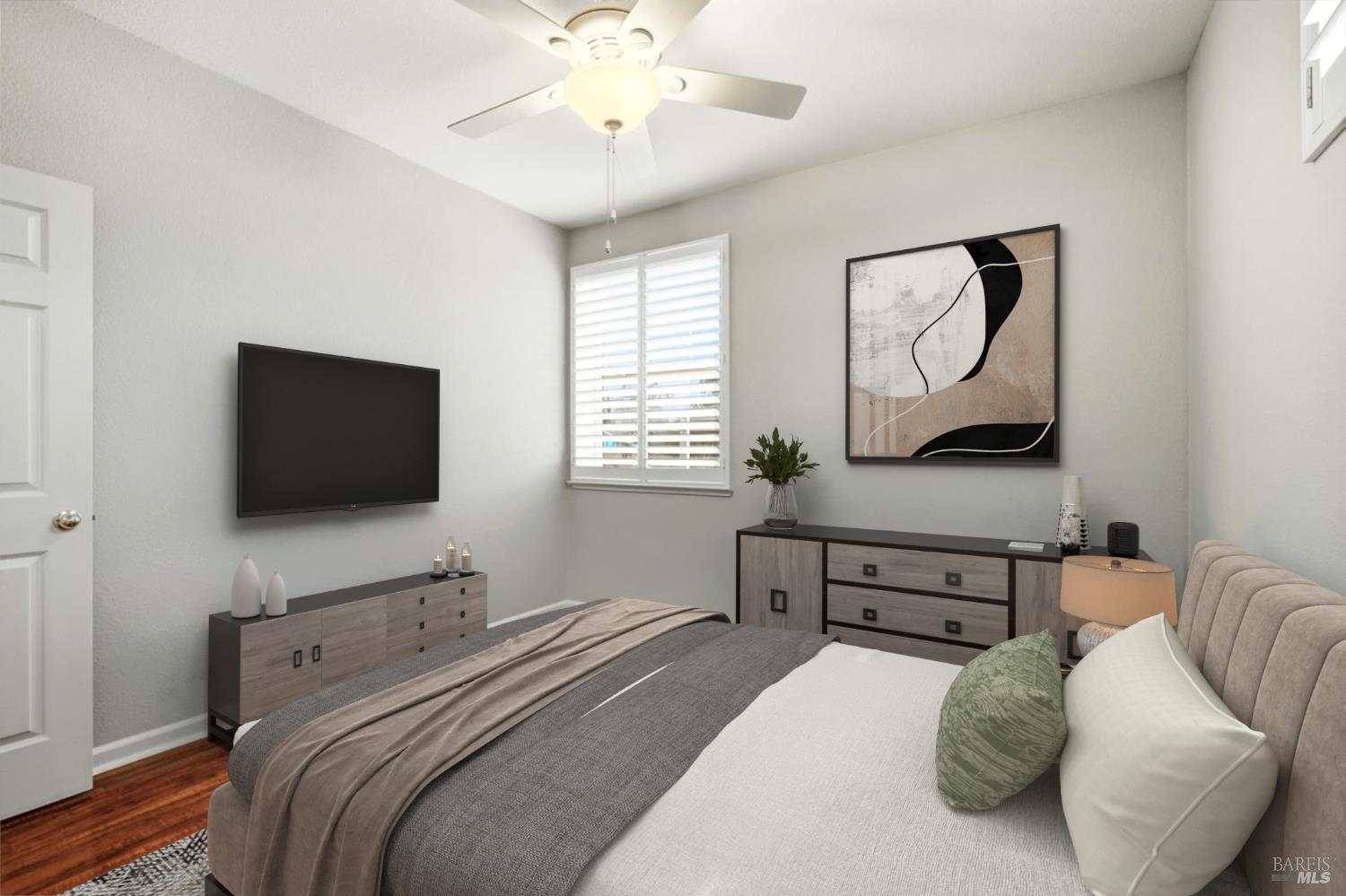 384 Mark West Commons Circle Santa Rosa, CA 95403 - Photo 35 of 44 a bedroom with a bed and a flat screen tv