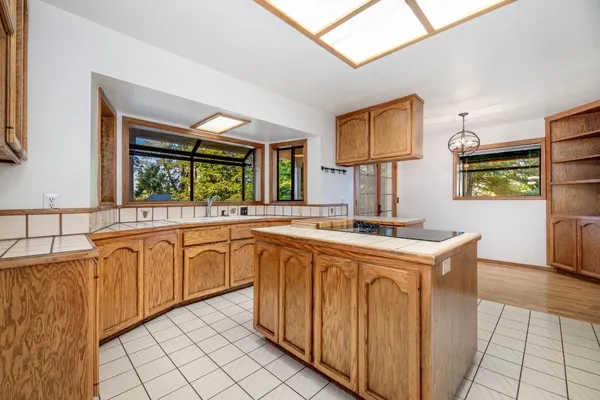 a view of balcony with wooden floor