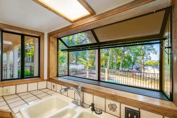 a view of a potted flower in the roof deck