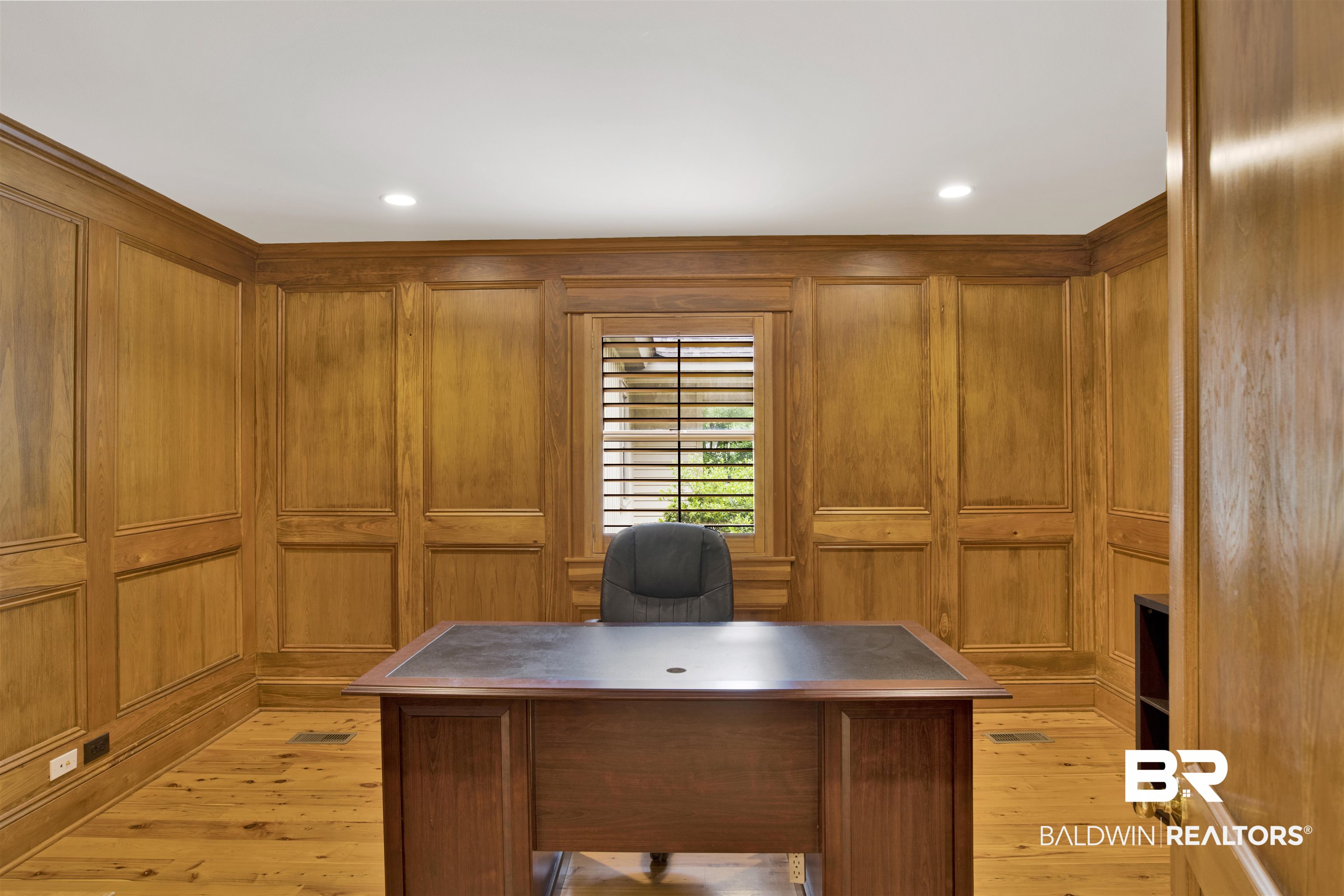 16864 Ferry Rd Circle Fairhope, AL 36532 - Photo 50 of 68 Home office with light wood-type flooring and wooden walls