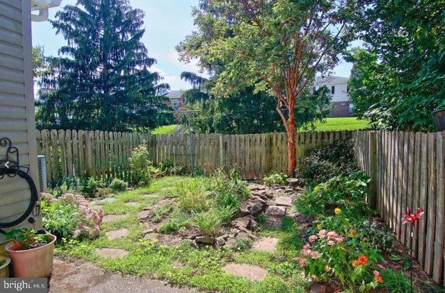 a garden with plants and wooden fence
