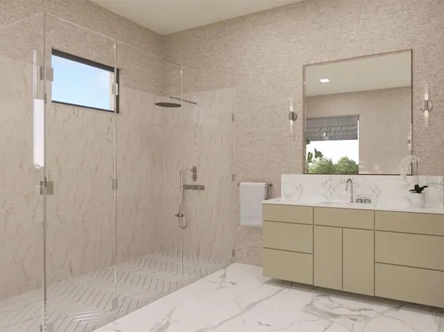 a bedroom with a large bed and a large window