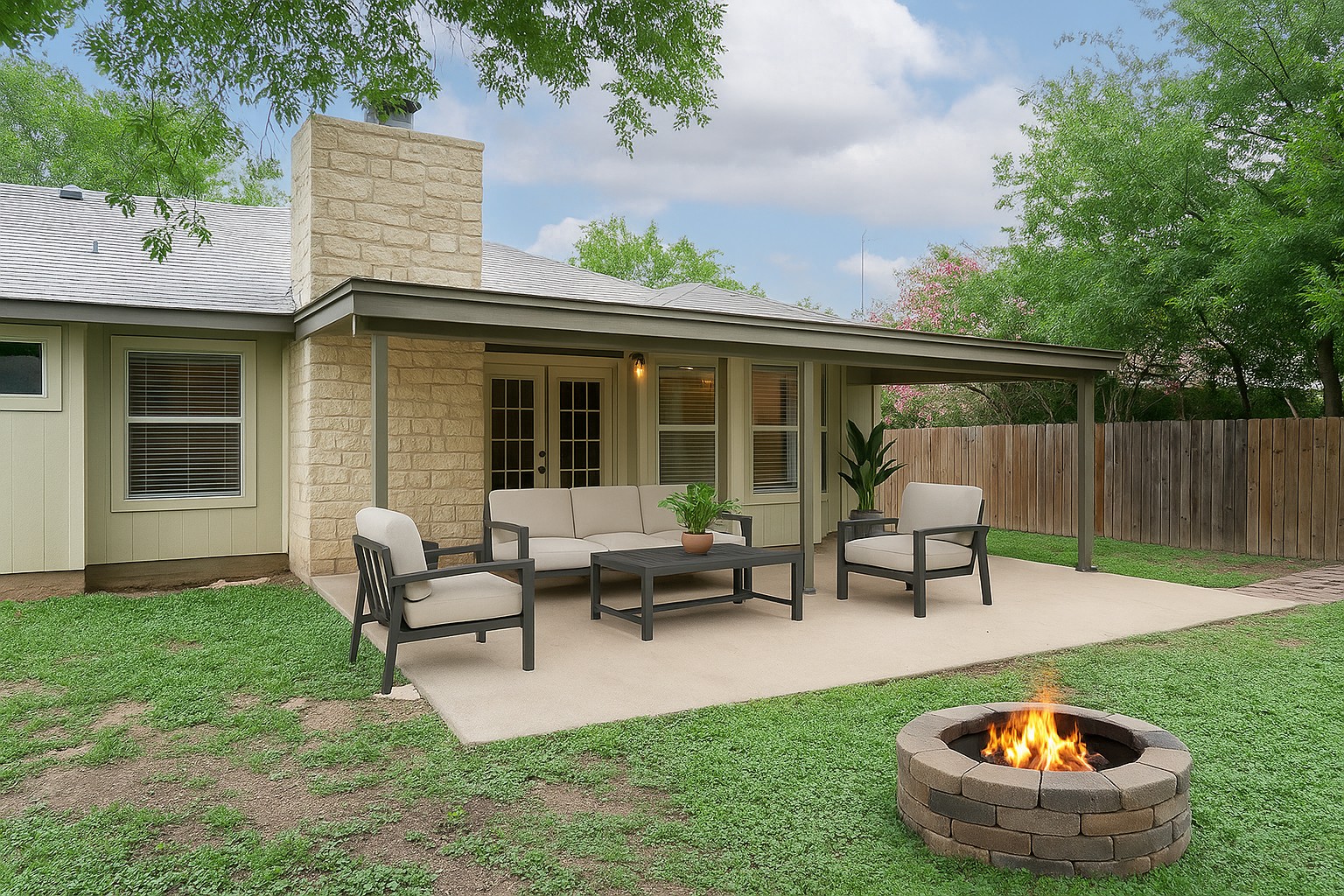 910 Garden View Drive Georgetown, TX 78628 - Photo 30 of 33 a view of a house with backyard sitting area and garden
