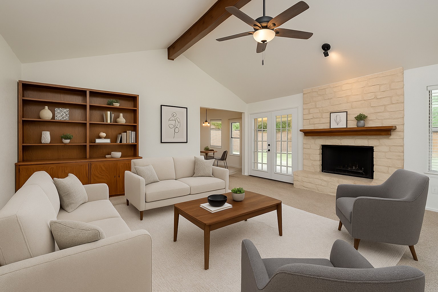 910 Garden View Drive Georgetown, TX 78628 - Photo 6 of 33 a living room with furniture a rug and a fireplace