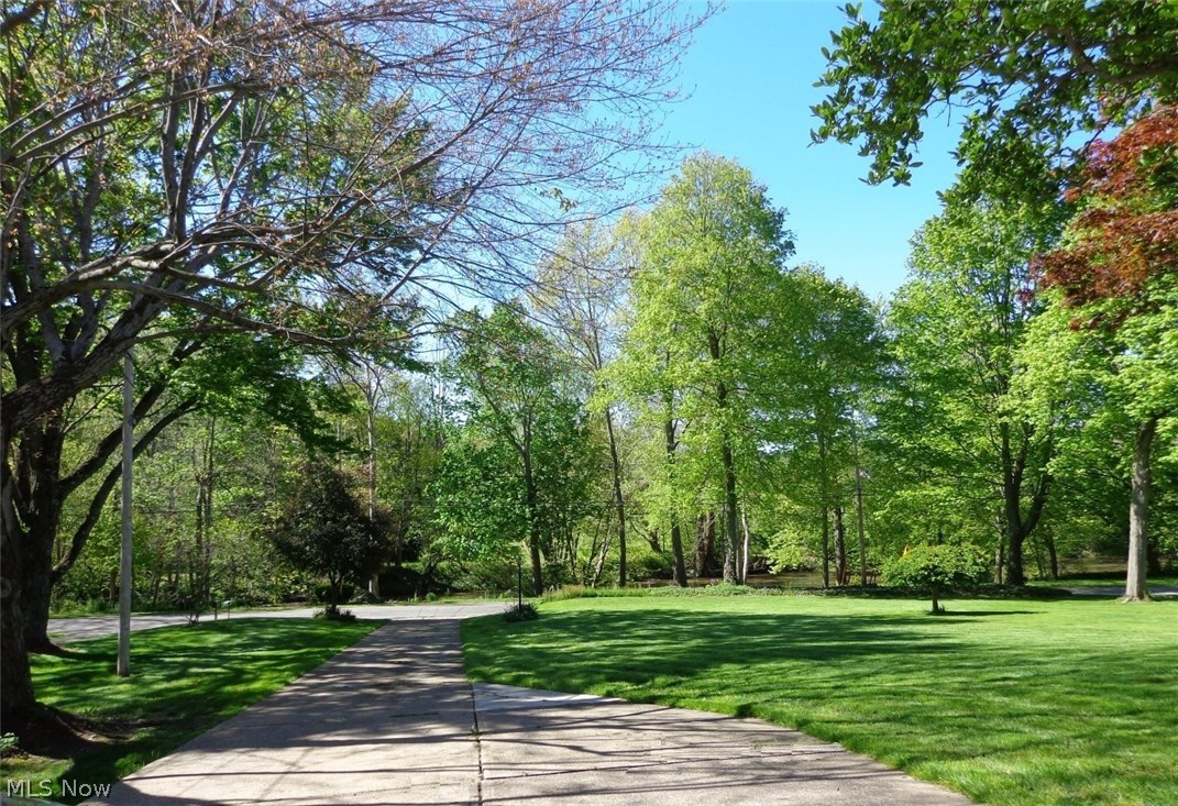 Driveway is sloping downward toward the street. The Black River is directly across the street. The homes elevation is high enough that theres no worries of any flooding concerns. You will certainly enjoy the sounds of the flowing stream from your front porch though!