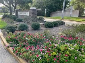 a view of a garden with flowers and wooden fence