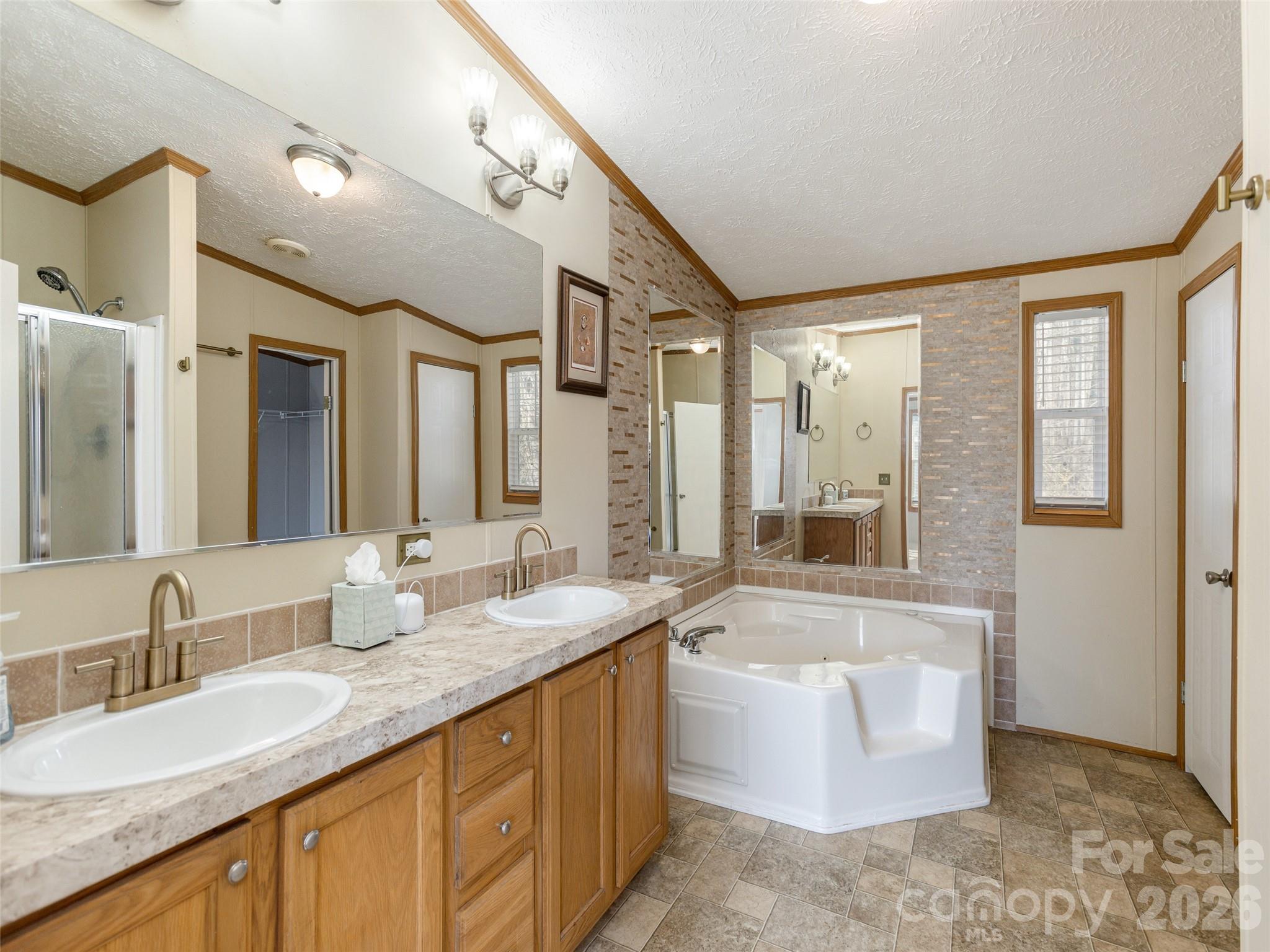 112 Lynn Estate Road Hendersonville, NC 28792 - Photo 16 of 24 a spacious bathroom with a granite countertop tub sink and mirror