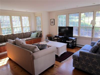 19 Higgins Hollow Road Truro, MA 02666 - Photo 16 of 34 a living room with furniture and a flat screen tv