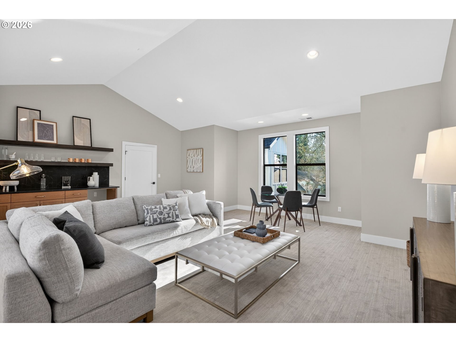 7705 Southwest Alden Street Portland, OR 97223 - Photo 21 of 30 a living room with furniture and a fireplace