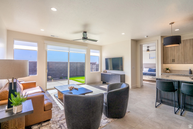 2972 West 570 North Hurricane, UT 84737 - Photo 26 of 104 Living area with a ceiling fan and recessed lighting