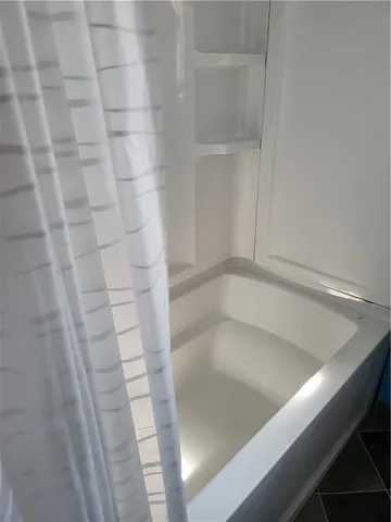 a bathroom with a bathtub