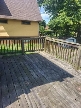 a view of wooden deck