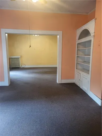 a view of a room with a garage