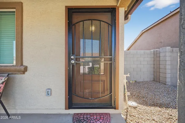 a view of wooden door