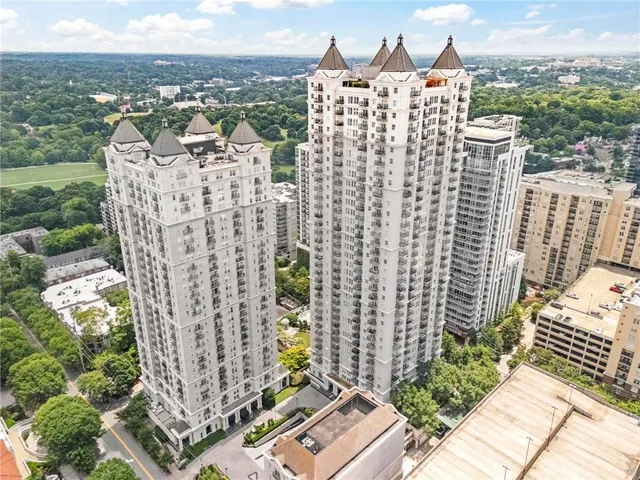 a view of a city with tall buildings