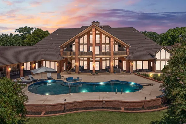 a swimming pool view with a outdoor space