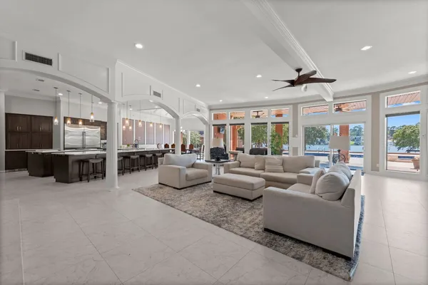 a bedroom with a bed and a couch