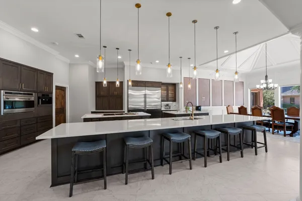 a view of a swimming pool with a lake view