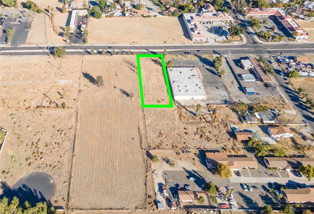 an aerial view of a house with a outdoor space