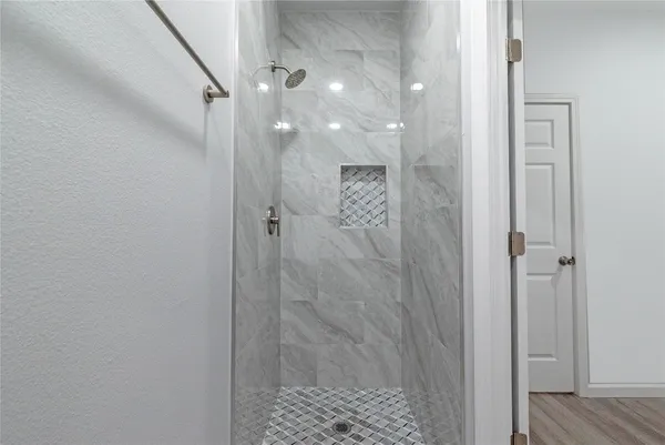 a bathroom with a shower