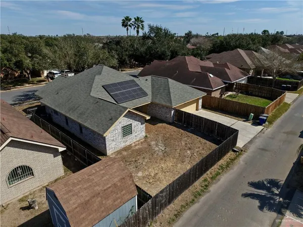 an aerial view of a house roof