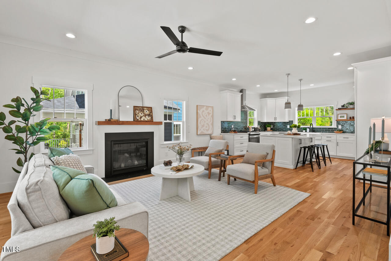 2019 James Street Durham, NC 27707 - Photo 5 of 46 a living room with furniture and a fireplace