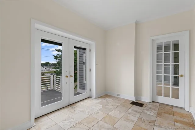 an empty room with windows