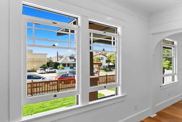 a view of a two room and a window