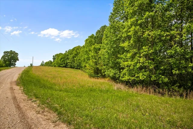 a view of a field with an outdoor space