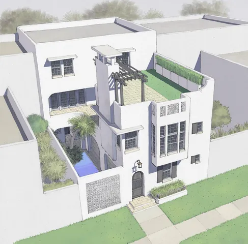 a view of a house with backyard porch and sitting area