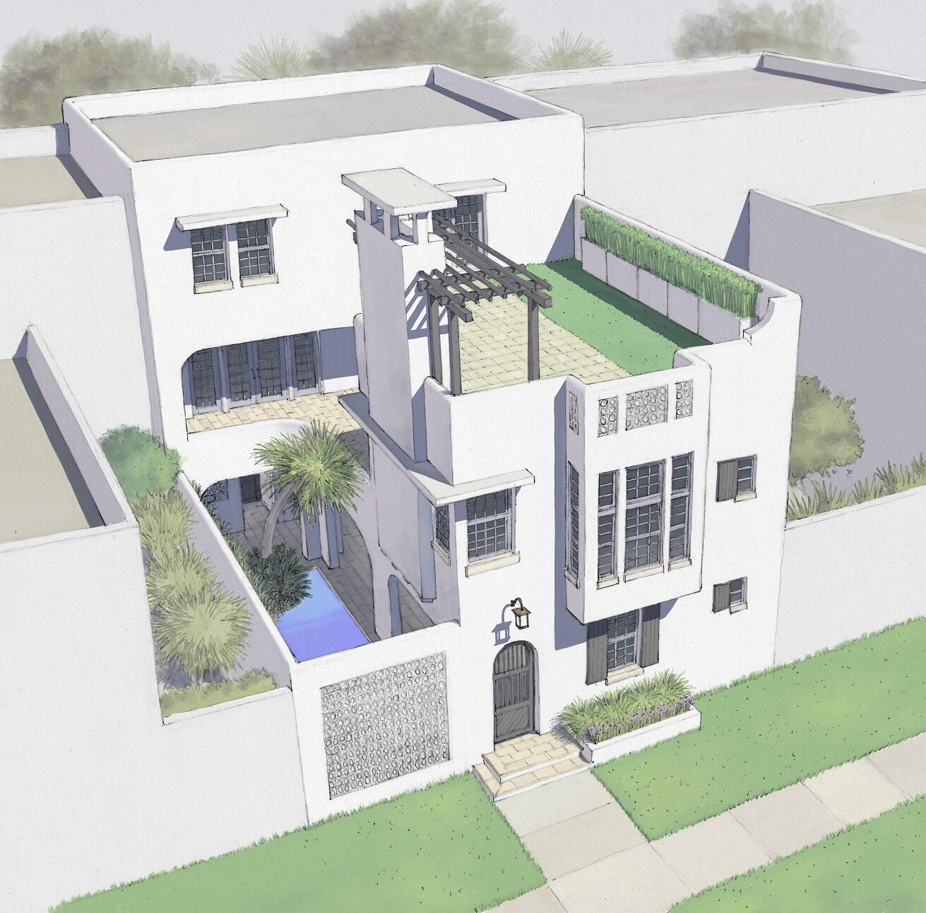 a view of a house with backyard porch and sitting area