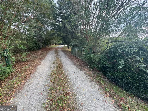 a view of a dirt pathway both side of the road