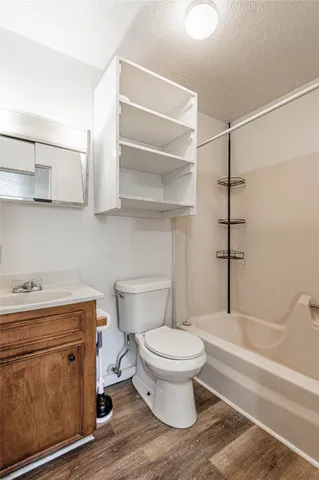 a bathroom with a toilet and a bathtub
