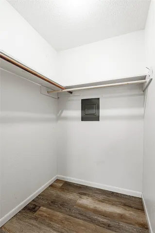 a view of an empty walk in closet
